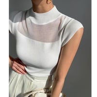 Sheer Muse Mockneck Knit Top