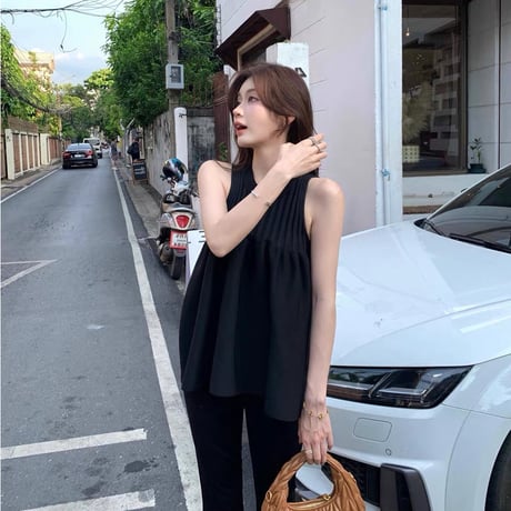 Pleated Flare Sleeveless Tunic Top