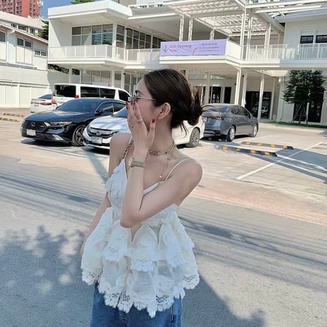 Lace Tiered Peplum Cami Blouse