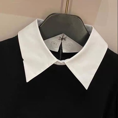襟付きパフトップス