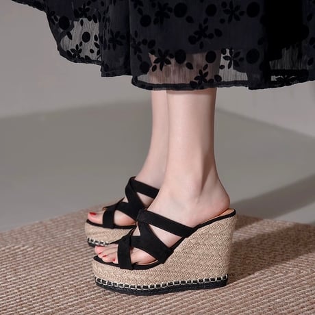Cross Strap Wedge Sandal
