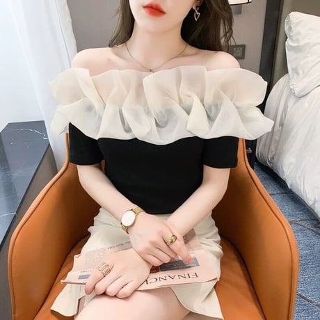 off shoulder frill tops