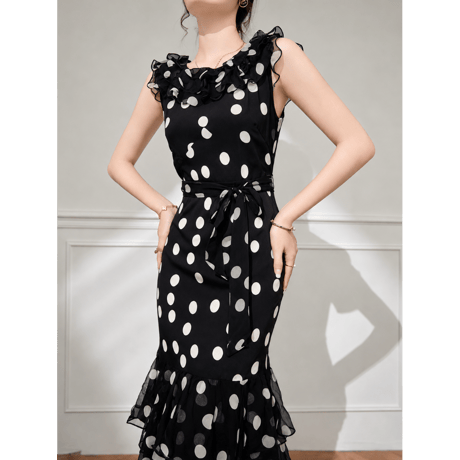 Noir Dot Mermaid Dress