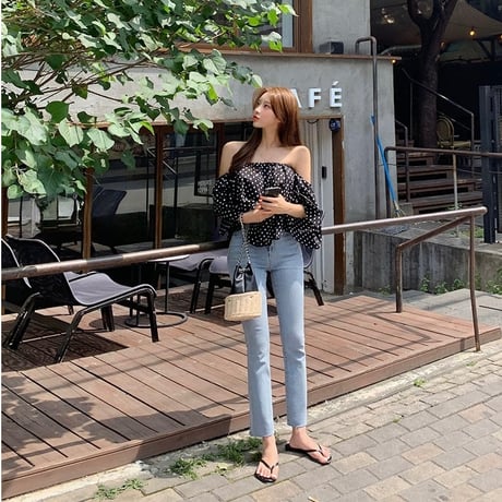 high-waist straight denim