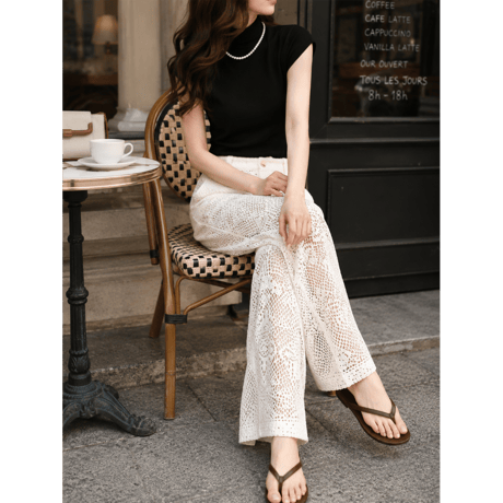 Lace Crochet Wide Pants