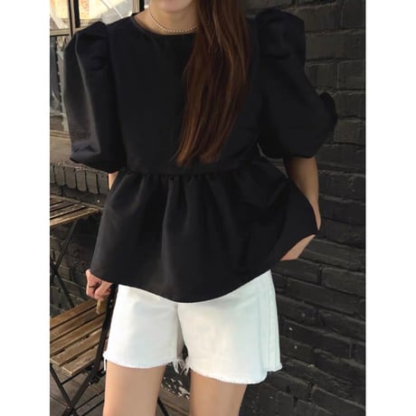 Silky Puff Peplum Blouse