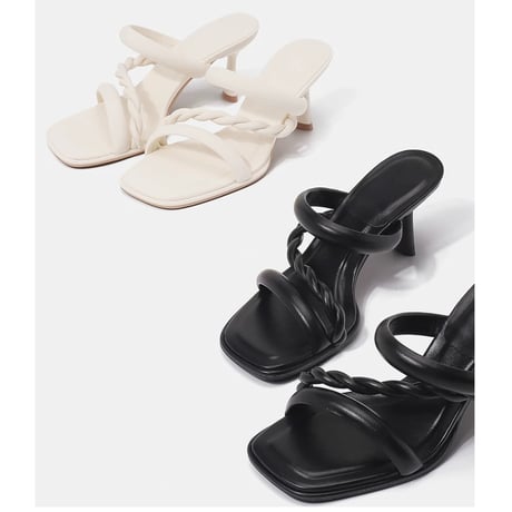Twist Strap Square Heel Sandals