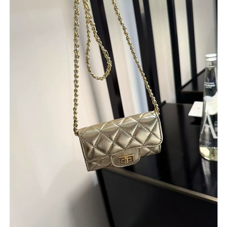Shiny Quilted Chain Mini Bag