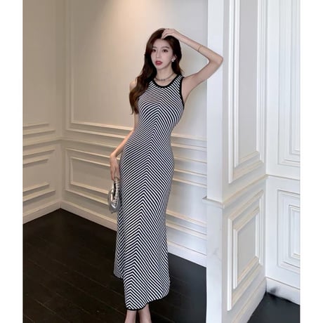 Stripe Knit Mermaid Onepiece