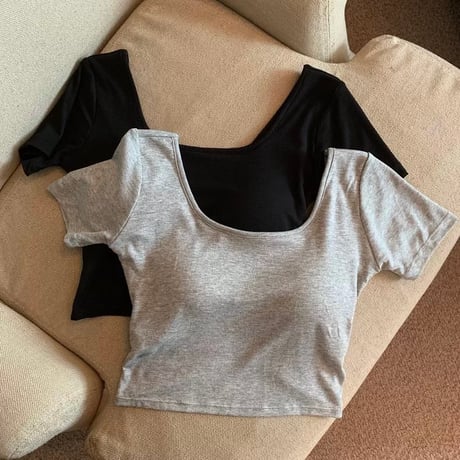 Square Neck Fit Crop Top