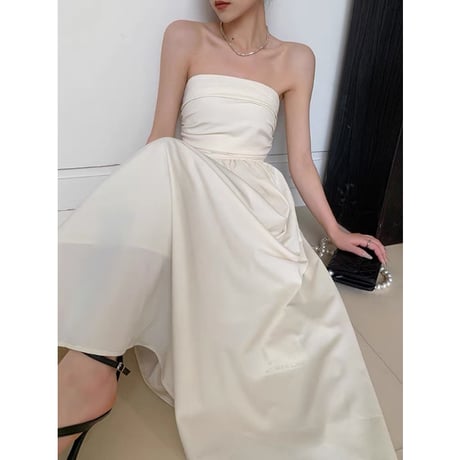 Drape Gathered Bandeau Dress