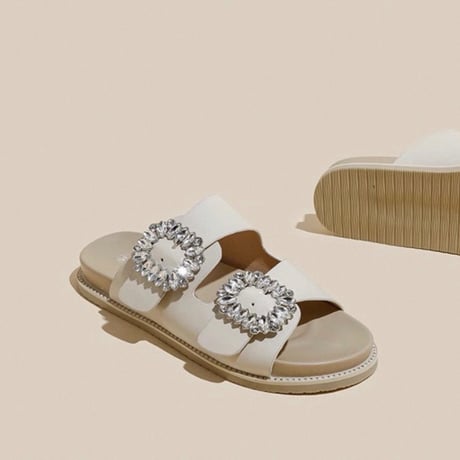 Bijou Buckle Flat Sandals