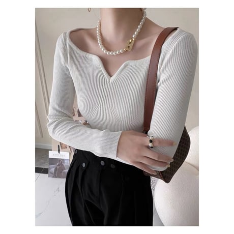 Nuance Neck Rib Knit Top
