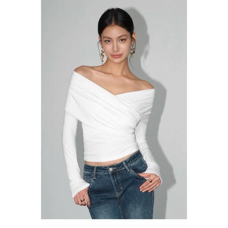 Off-Shoulder Cross Drape Top