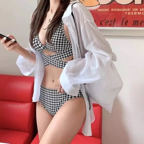大人気格子クロスビキニ