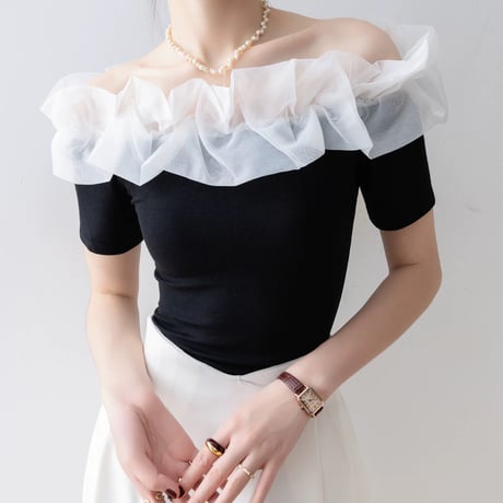off shoulder frill tops