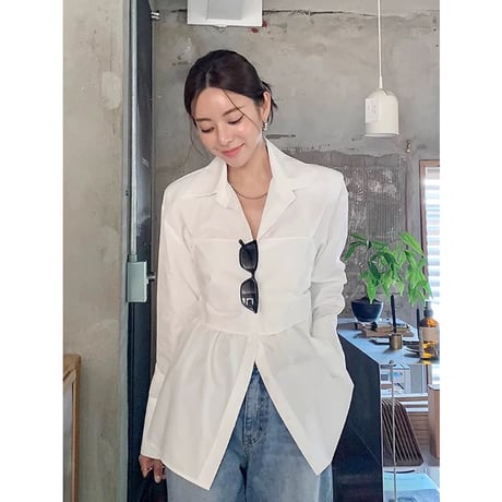 Back Ribbon Waist Shape Shirt