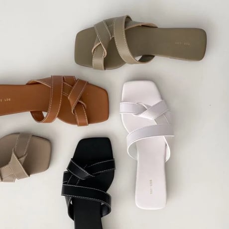 Minimal Cross Strap Flat Sandals