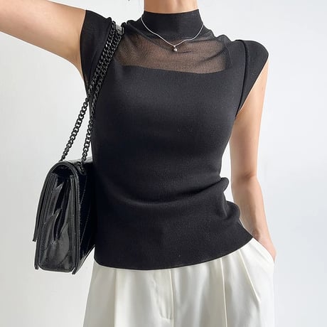 Sheer Muse Mockneck Knit Top
