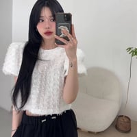 Feather Fringe Puff Top