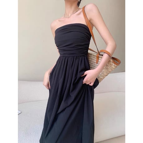 Drape Gathered Bandeau Dress