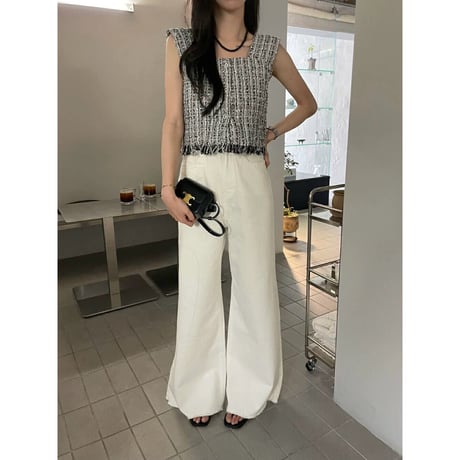 Tweed Fringe Cropped Top