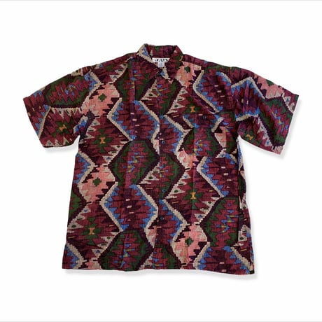 Unknown "90s Batik Pattern Silk Shirt"