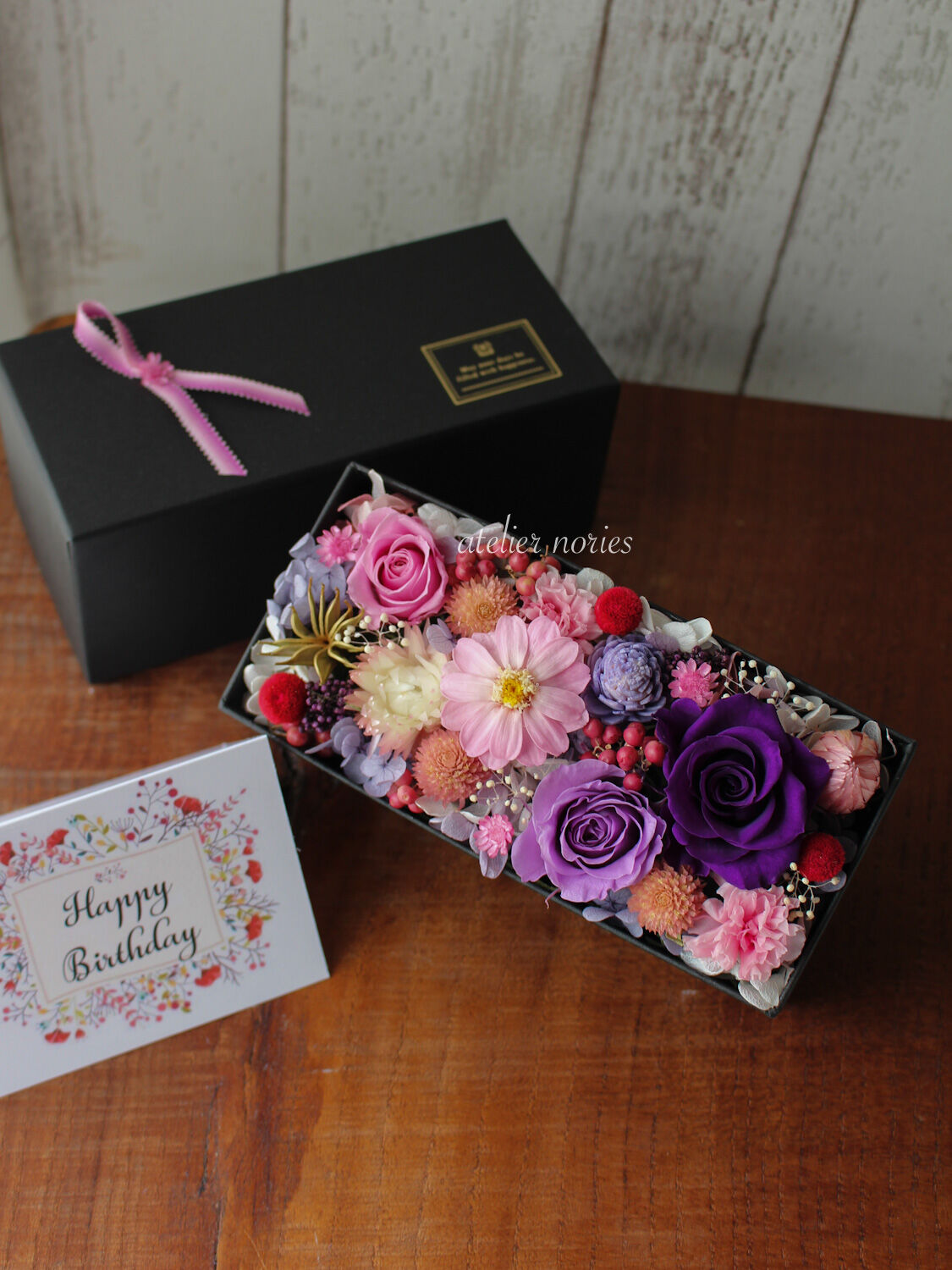 ルネ プリザーブドフラワーのボックスフラワー 母の日やお誕生日の