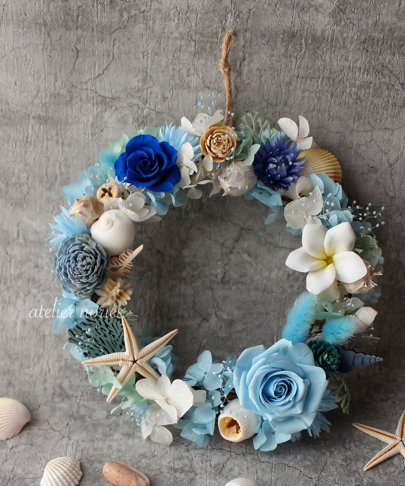 Mermaid マーメイド 海と空のブルーのリース 季節のご挨拶やプレゼント