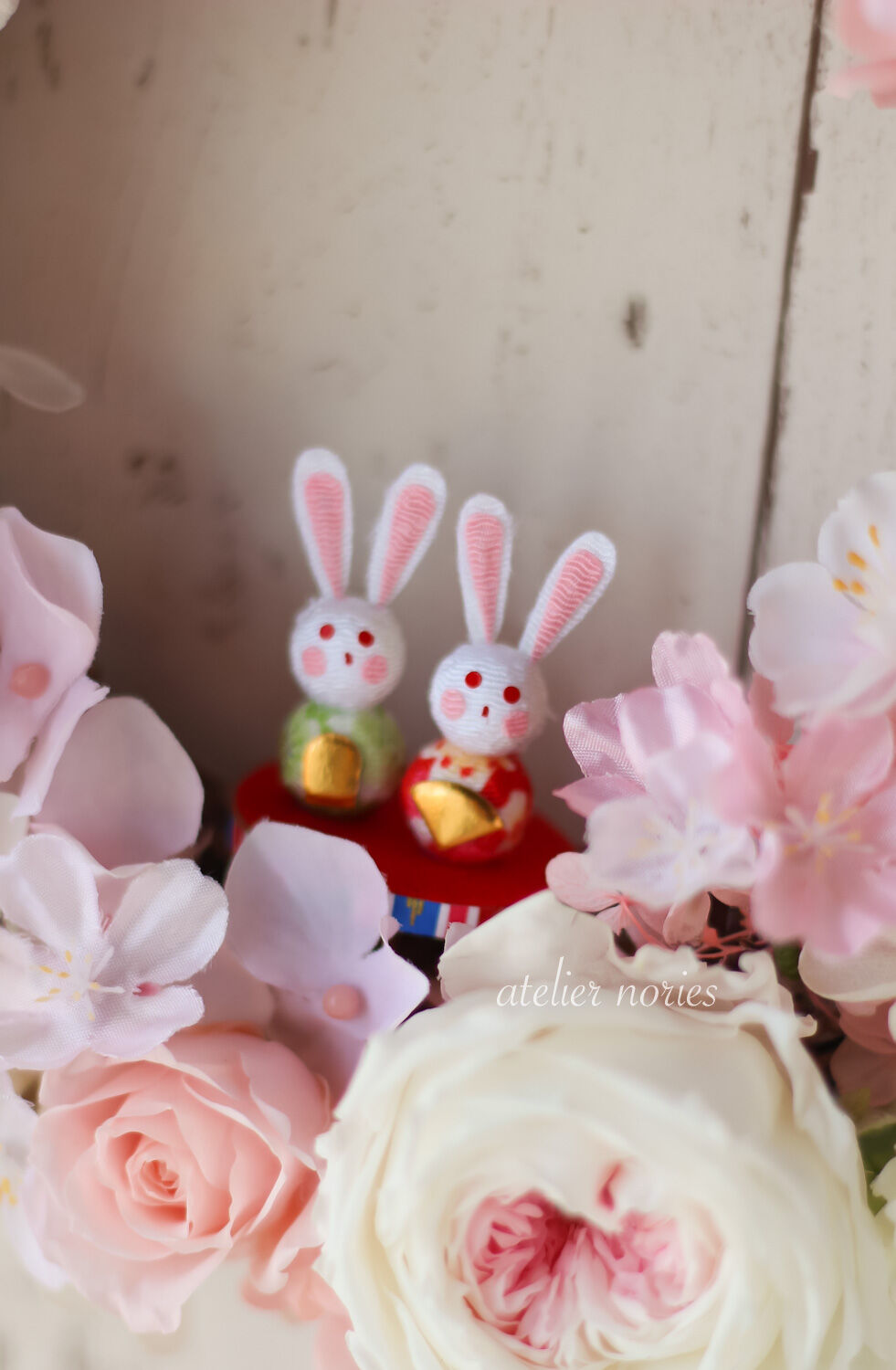 商品名【咲桜】ゆきこ♥ピンクローズと桜の花束風スワッグリース 春リース 新作♡満開の桜 スワッグ | iichi 日々の暮らしを心地よくする