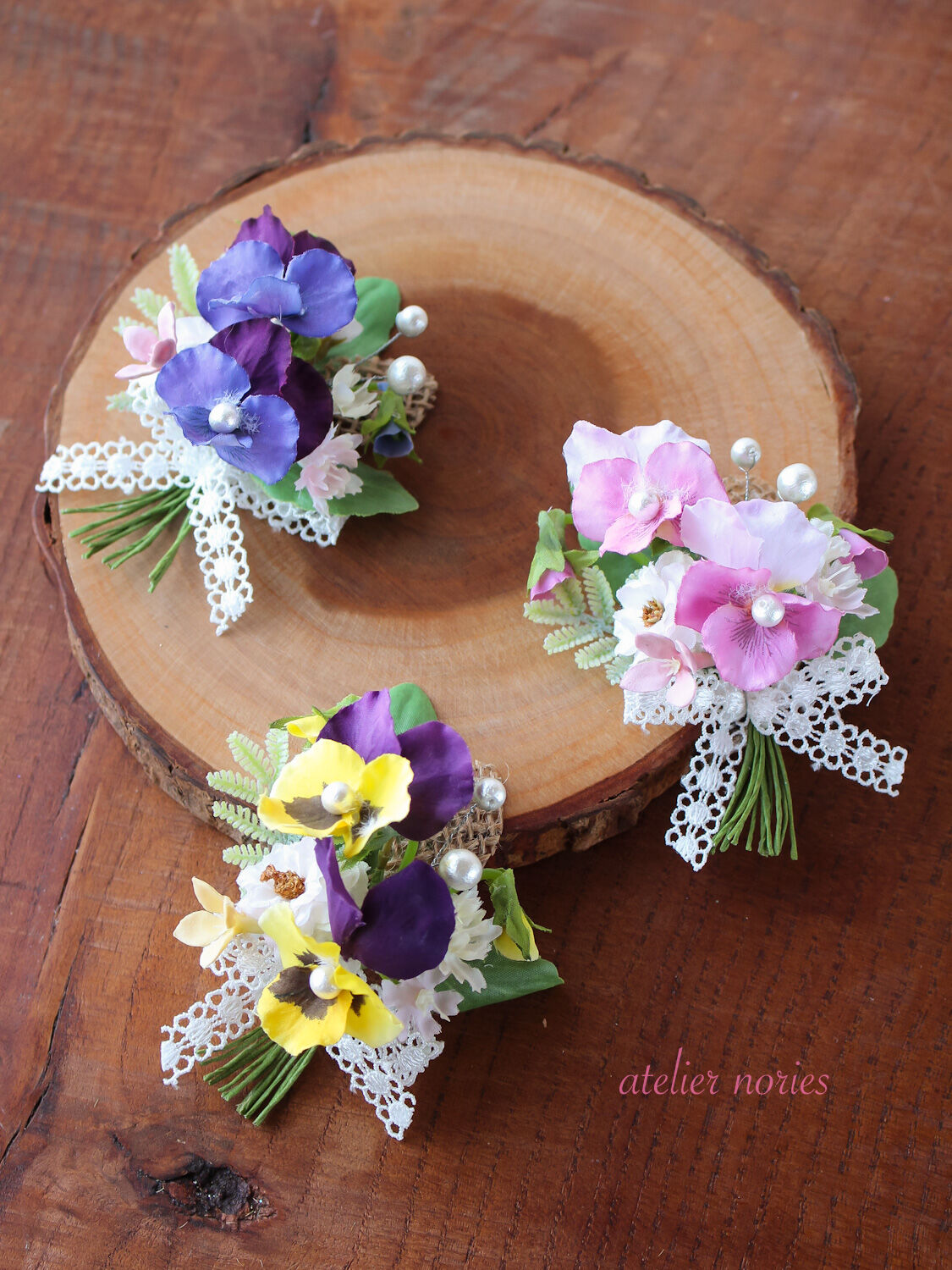 パンジーコサージュ b パープルのパンジーコサージュ B コサージュ Favorite Garden