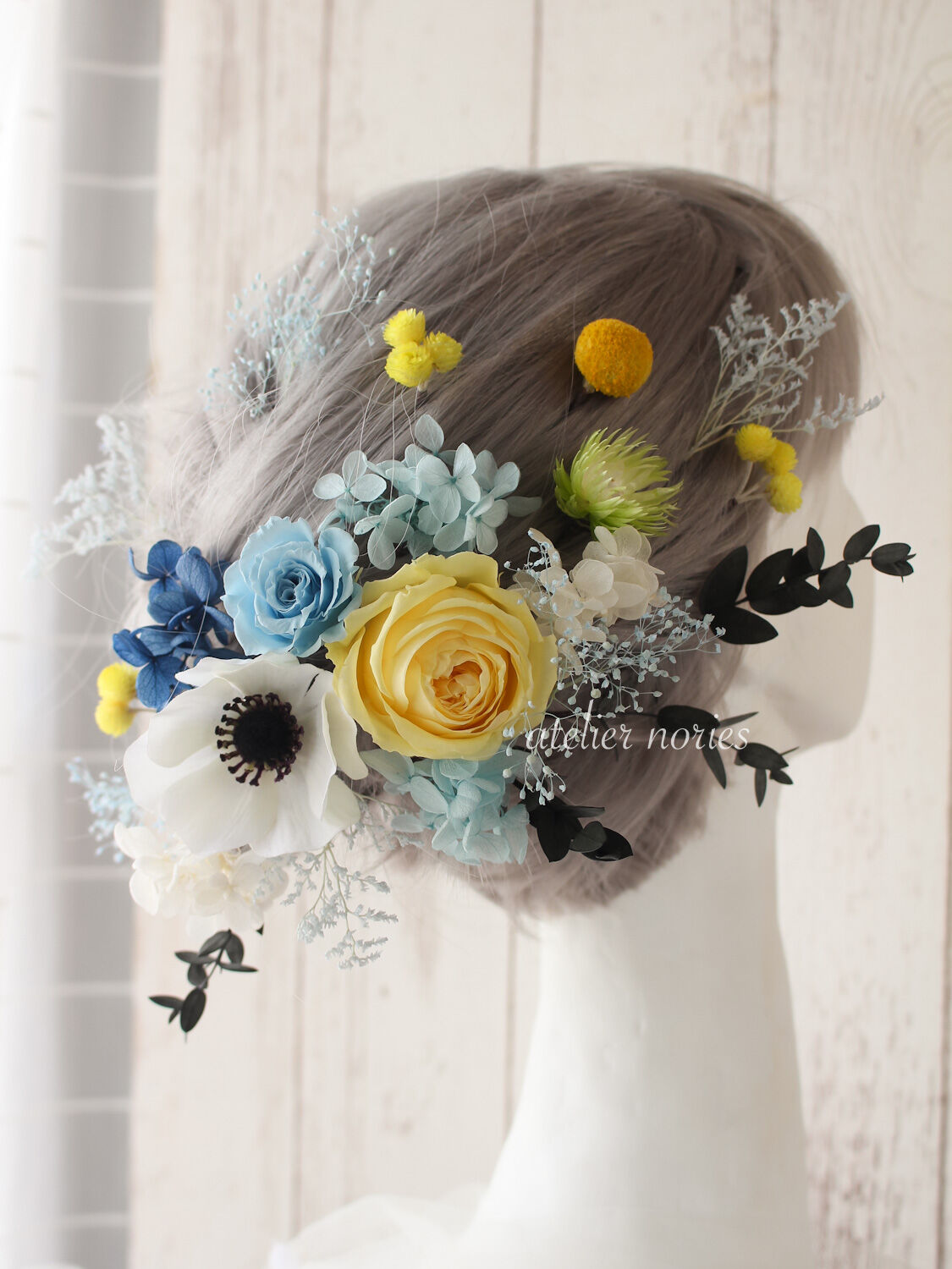 アネモネとテラコッタオレンジのスワッグブーケ プリザーブドフラワー アネモネとテラコッタ✿オレンジカラーのスワッグ❀ブーケ