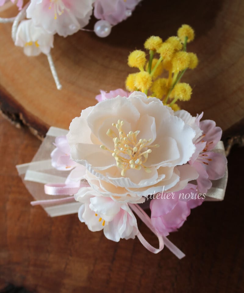 フランシーヌ ふわり桜ピンクのコサージュ 卒業式や入学式に 親子
