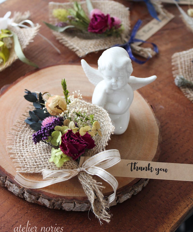 ソラフラワーとルリタマアザミのドライフラワーウェディングブーケ＆ブートニア ソラフラワーとルリタマアザミのドライフラワーウェディング