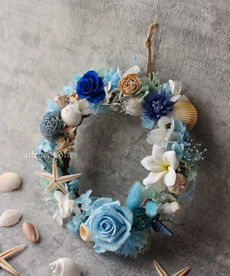 おまとめ　深海ブルーフラワーリース　雪上桜オーバルリース　ディップアート おまとめ 深海ブルーフラワーリース 雪上桜オーバルリース ディップ