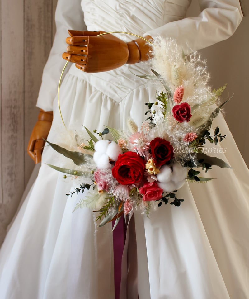 オドレイ プリザーブドフラワーで作るパンパスグラスのフープリース