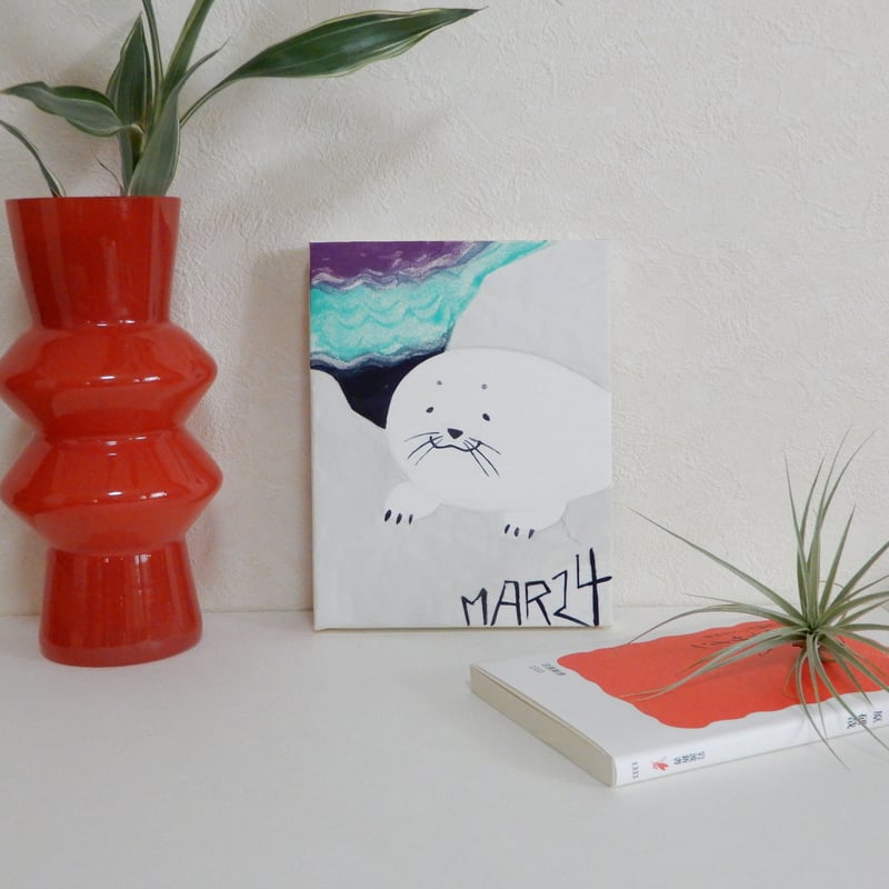 不安になってくるアザラシ　絵画 不安になってくるアザラシ絵画