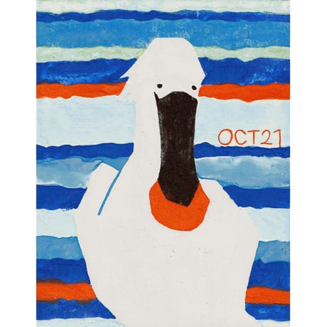 【日本画】10/21 Eurasian Spoonbillヘラサギ『366DAYS』