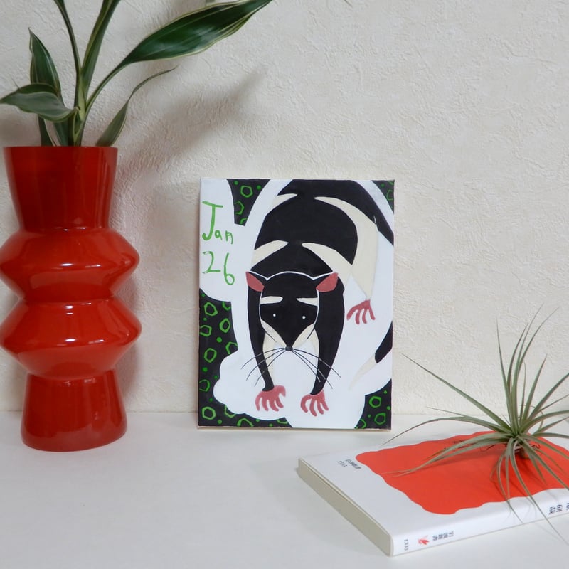 24時間以内に売れなければ300円額付き　原画絵画　「七転八起ニャンコ」 24時間以内に売れなければ300円額付き原画絵画「七転八