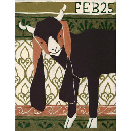 【日本画】2/25 Long eared goatミミナガヤギ『366DAYS』