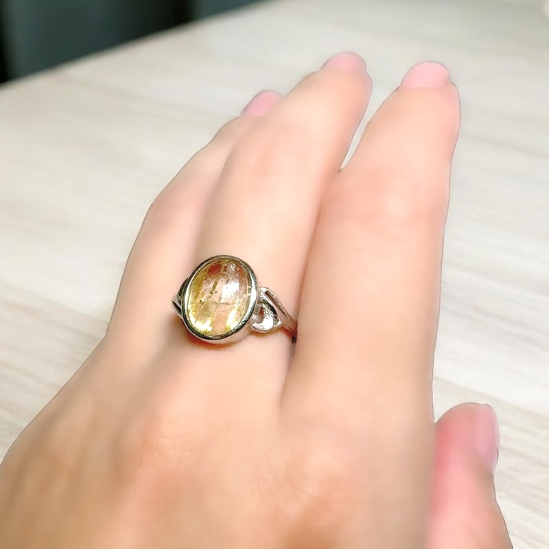 天然石 sv925 シトリンキャッツアイ リング 12号 【公式通販】