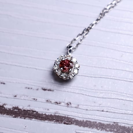 ［ペンダント］PT950 ピンクトルマリン&ダイヤモンド0.1ct【工房応援企画】
