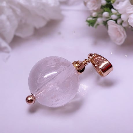 【一粒ペンダント】【制作】愛の天使.癒しのセリサイトインローズクォーツ　ペンダント