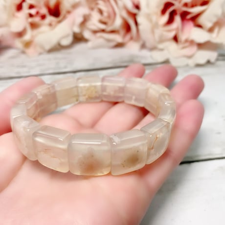 【桜フェア】桜瑪瑙ハイクォリティーチェリーブロッサムアゲートバングル　14.2mm