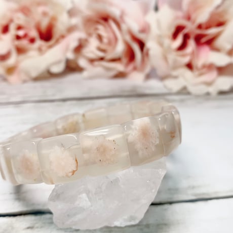 【桜フェア】桜瑪瑙ハイクォリティーチェリーブロッサムアゲートバングル　14.2mm