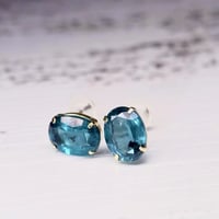 ［ピアス］K18 K18金　ティールカラー　カイヤナイト3.0ct