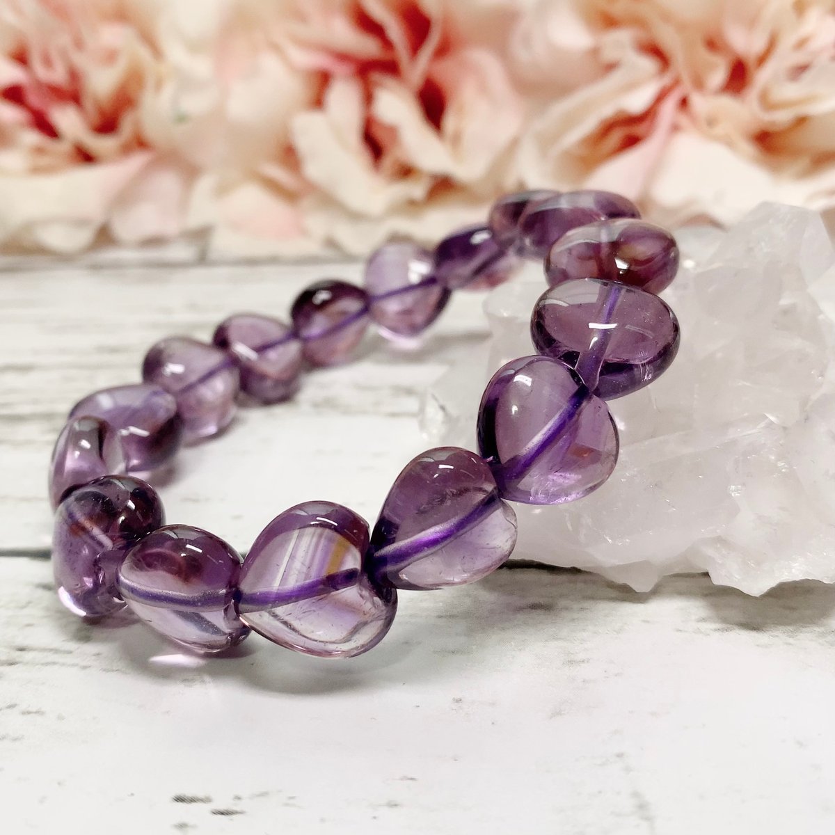 心の安らぎ ファントム入りラベンダーアメジストハート型 13.5×14mm