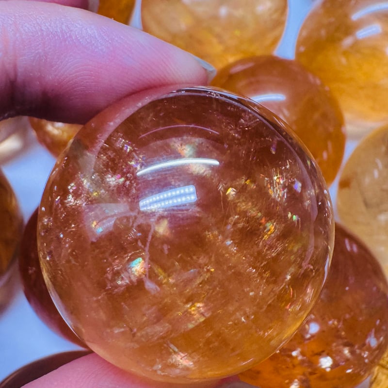 【本日限定】カルサイト　スフィア 高品質]オレンジカルサイト丸玉/スフィア（直径約52.2mm