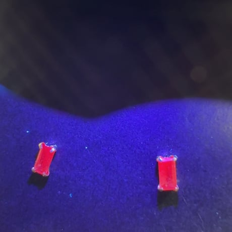 ［ピアス］K18YG ルビー 0.3ct 2×4バケット