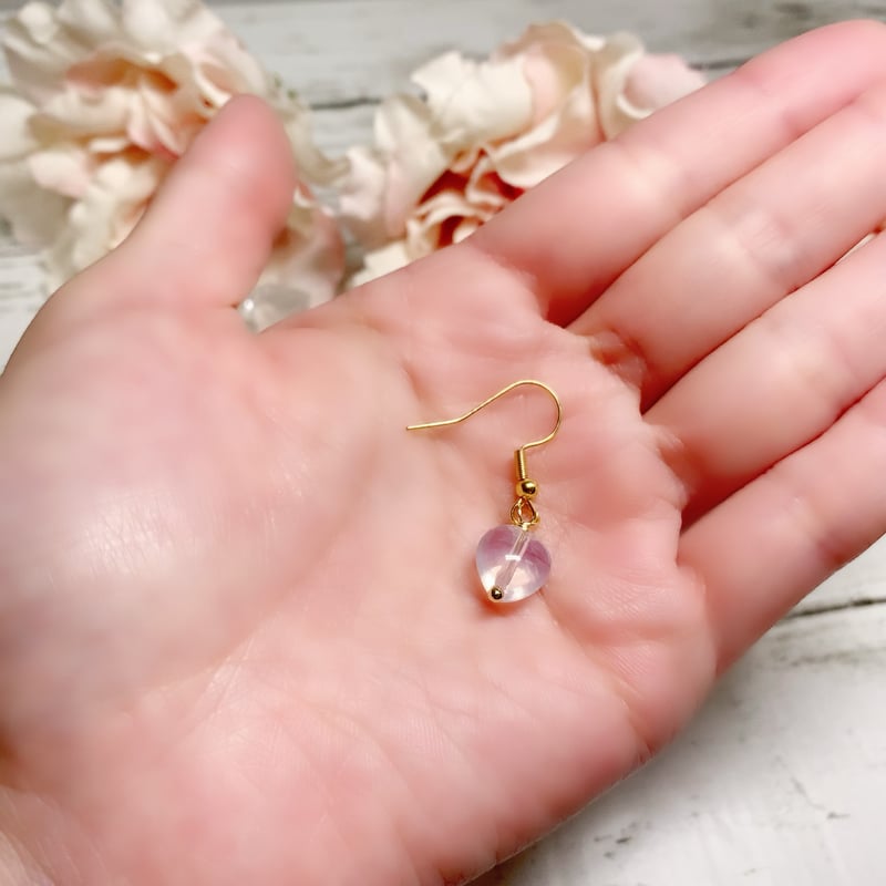 k24gp・k18gp永遠の愛を宿す ハート型スコロライト ピアス・ペンダント